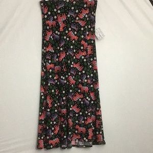 NWT Lularoe Painted Horse Print Maxi Skirt Size Large Black & Red
